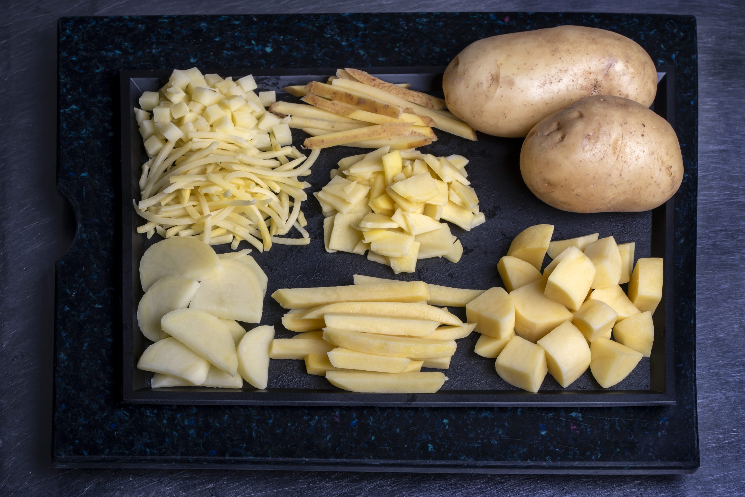 Patatas preparadas en distintos cortes